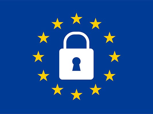 Imagen que hace referencia a un servicio, que está vinculado con la ley de protección de datos europea por eso es la bandera de Europa con un candado dentro